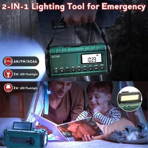 10,000mAh Solar Hand Crank Emergency Radio AM/FM/NOAA, LED Flashlight, SOS Alarm, Power Bank, Portable for Outdoor, Dropshipping