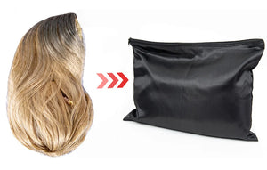10 Satin Wig Bags for Hair Extensions, 35x25cm Silk Storage with Zipper