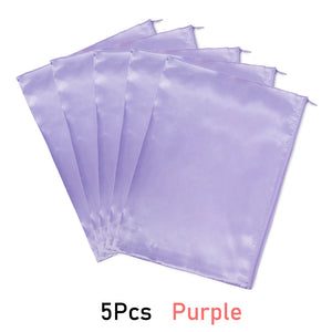 10 Satin Wig Bags for Hair Extensions, 35x25cm Silk Storage with Zipper