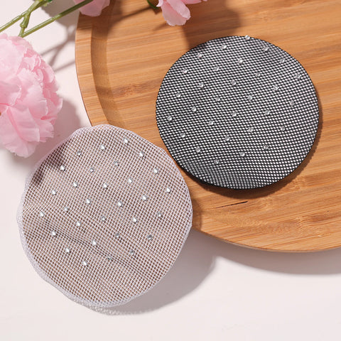 Elastic Nylon Crystal Hairnet Bun Holder, Black & White Hair Accessories for Women
