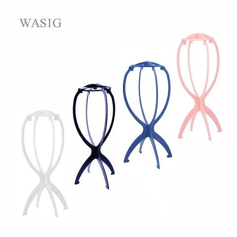 Adjustable Colorful Plastic Wig Stand - Mannequin Head Holder Foldable Hat Display 16.5x34cm