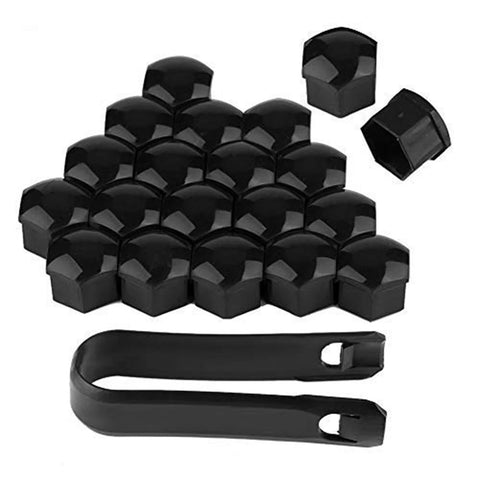 20pcs Black Car Wheel Lug Nut Covers 17/19/21mm Anti-rust Dustproof Hex Bolt Caps for Tyre Hub Protection