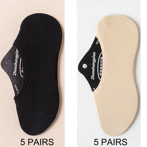 10 Pairs Men's Invisible Non-Slip Silicone Liner Socks, Breathable Thin Nylon No Show Loafers for Summer