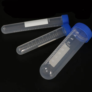 10-Pack Plastic Test Tubes with Screw Caps, 50ml/15ml/10ml, Round Bottom, Scaled, for Laboratory Samples & Centrifuge