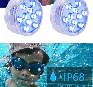 10 LED RGB Underwater Lights with Magnetic Cups, 16 Colors for Fish Tank, Pool Lighting, Aquarium, and Plant Growth