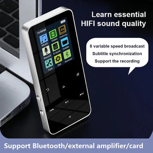2" Metal Touch MP3 MP4 Music Player, Bluetooth 5.0, FM Radio, Alarm, E-book, Card Support