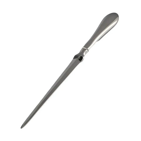 Durable Silver Metal Paper Cutter Stainless Steel Letter Opener with Drop-Shaped Handle for Office