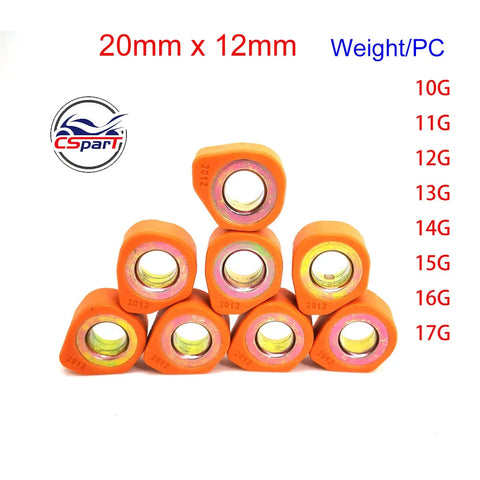20x12 Variator Roller Weights 11g-17g Slider Set for Scooter ATV 250cc-400cc Yamaha Majesty Aprilia MBK Linhai J300