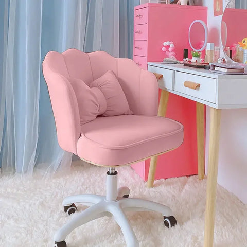 Cute Swivel Lift Desk Chair for Bedroom Dorm, Comfy Computer Makeup Stool, Writing Chair with Back Support