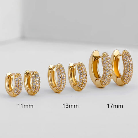 Gold Plated Huggie Earrings with CZ Zircon Hoops for Women - Minimalist Cartilage Piercing Jewelry