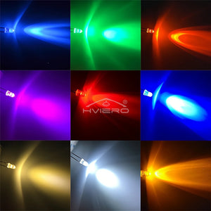 1000pcs 3mm LED Diode Kit: White, Red, Yellow, Blue, Green - Assorted Light Bulbs for DIY Electronics