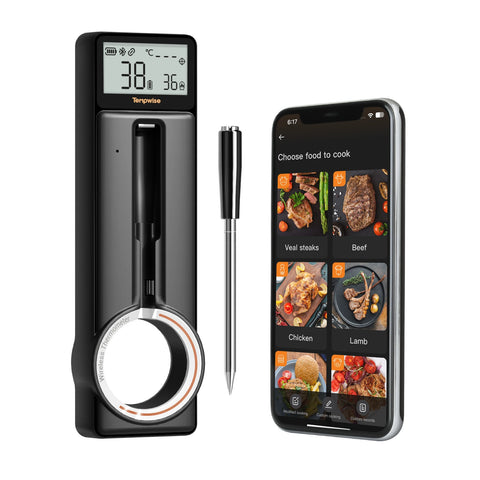 Bluetooth 5.4 Meat Thermometer for BBQ and Cooking, Ultra Thin 5mm Fast Response Probe, Indoor/Outdoor Use