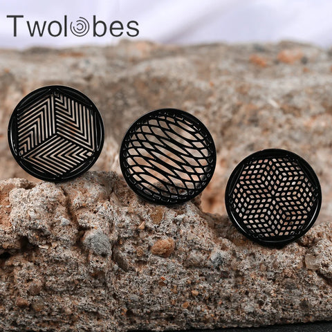 2pcs Hollow Ear Gauges Plugs Tunnels Stainless Steel Expander Earrings Piercing Body Jewelry