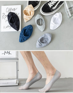 10 Pairs Men's Invisible Non-Slip Silicone Liner Socks, Breathable Thin Nylon No Show Loafers for Summer