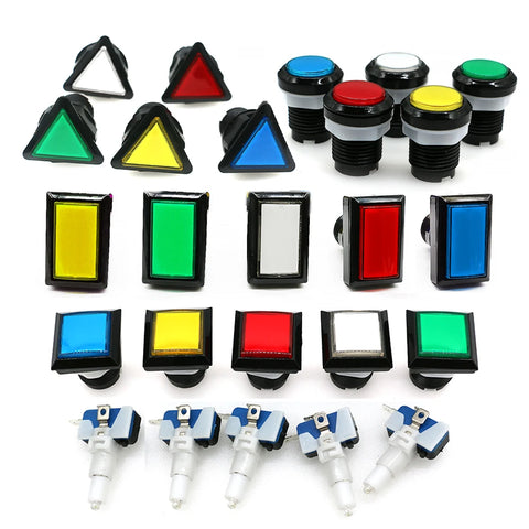 Arcade Game Push Button LED 12V Bulb Square Round Triangle 24mm Screw for Pinball Swing Machine DIY Parts