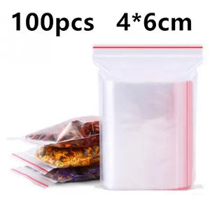100 Pack Freezer Safe 50 Micron Ziplock Bags, Food Storage for Snacks & Cookies