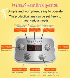 1.3L Automatic 3-in-1 Yogurt, Rice Wine, Natto Maker with Glass Liner and Constant Temperature Control