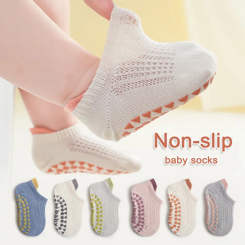 3 Pairs Baby Cotton Mesh Socks Breathable Non-Slip Kids Floor Socks