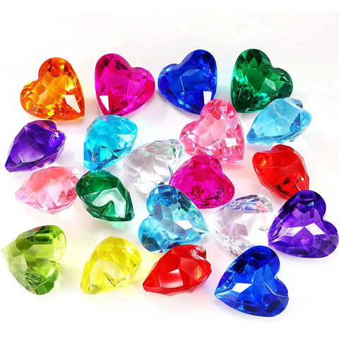 40mm Heart Shaped Acrylic Gems 6-Pack for Crafts & Party Favors
