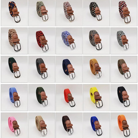 Adjustable 100cm Stretch Canvas Belt Men's Women's Casual Knitted Woven Tactical Strap Elastic for Jeans Pants