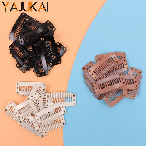Hair Extension Wig Clips 3.2cm Black 9 Teeth U-Shaped Clips for Weave or Wig Combs