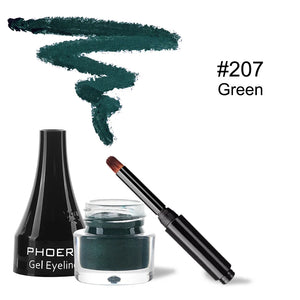 10-Color Waterproof Gel Eyeliner Set with Brush - Long-Lasting Eye Makeup Kit