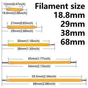 10-Pack LED Filament Bulb Parts: 18.8-68mm, 3V-57V Edison Lamp Diodes