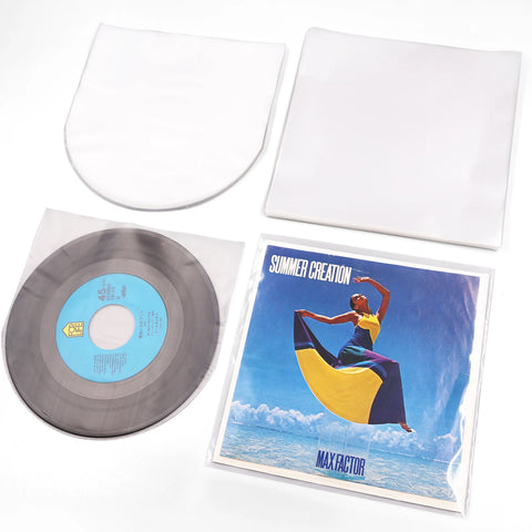 50pcs 7" Vinyl Record Protector Sleeves Set – Anti-Static Clear Outer & Inner Plastic Covers for Record Storage