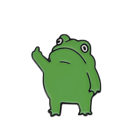 Funny Frog Middle Finger Brooch - Cartoon Animal Metal Badge for Clothes