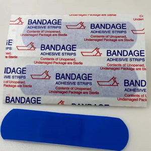 100pcs Blue Waterproof Metal Detectable Bandages for Food Service - Adhesive First Aid Plasters Wound Dressing