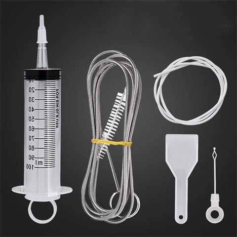 Fridge Drain Cleaner Kit: Unclogging Brush, Syringe & Tube Tools