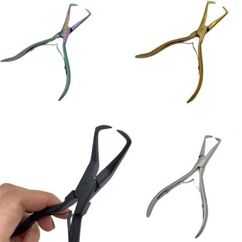 5.5" Silver Stainless Steel Hair Extension Removal Pliers with Hook - Keratin Extensions Tool