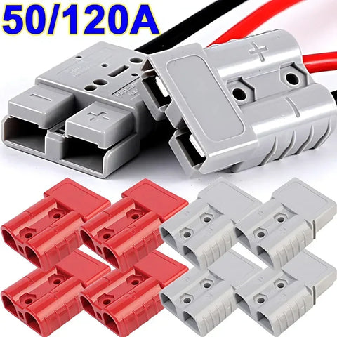 Double Pole Copper Contact Power Connectors 50/120A 600V Charging Plug for Battery Power Terminal Anderson Plug Cable