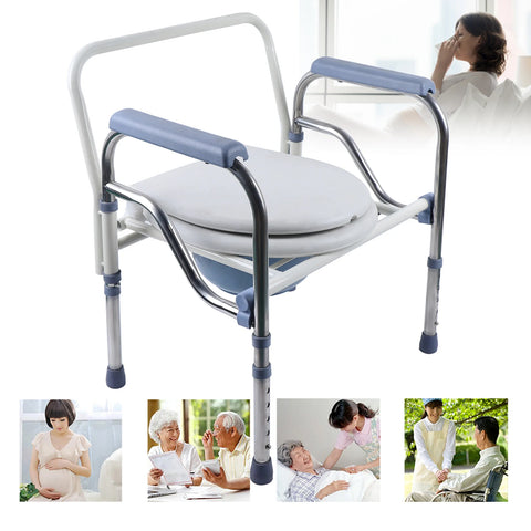 Foldable Adjustable Height Shower & Toilet Chair for Elderly Safety