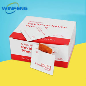 100pcs Disposable Alcohol Swabs & Iodine Cotton Sticks First Aid Kit for Wound Cleaning Antibacterial Care