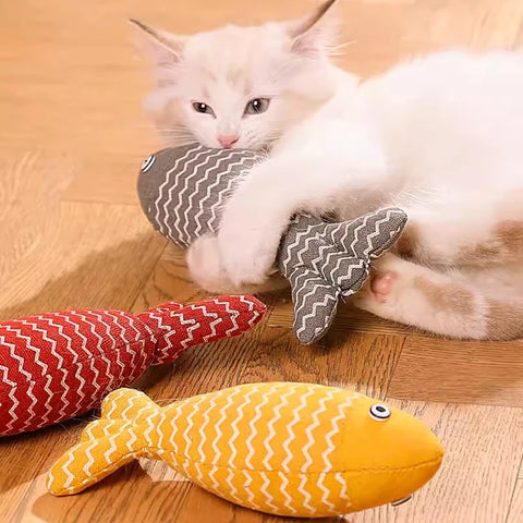Catnip Fish Toy & Scratcher for Cats & Kittens - Interactive Cat Play Toy