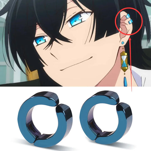 Anime Vanitas Blue Ear Bone Clip Stud Earrings Stainless Steel Jewelry Cosplay Custom