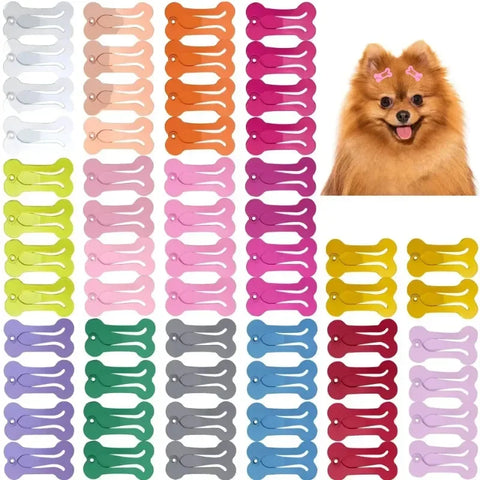 Dog Hair Clips Set - Bone Snap Barrettes, Pet Grooming Accessories, Multicolor, 5/10/20 Pack