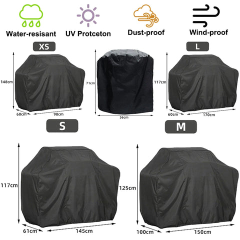 Heavy Duty Round BBQ Grill Cover, Waterproof Outdoor Protector