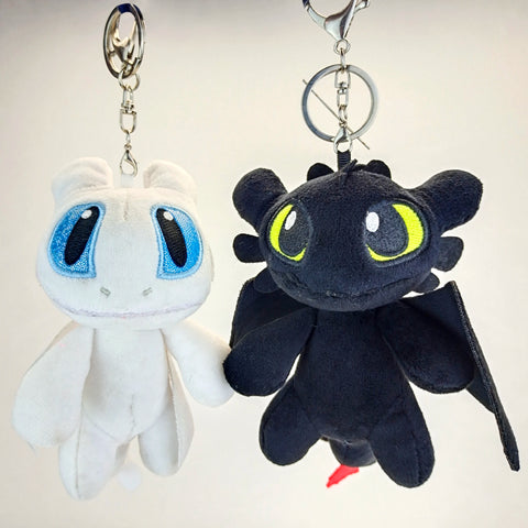 Black & White Dragon Plush Keychain - Cartoon Bag Charm Toy