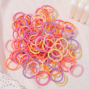 100pcs Baby Hair Rubber Bands 2cm Colorful No-Pull Elastic Thumb Ring Toddler Kids Scrunchies Set