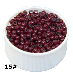 1000pcs Silicone Lined Micro Rings for Hair Extensions 3.0mm Nano Beads Black/Dark Brown/Blonde