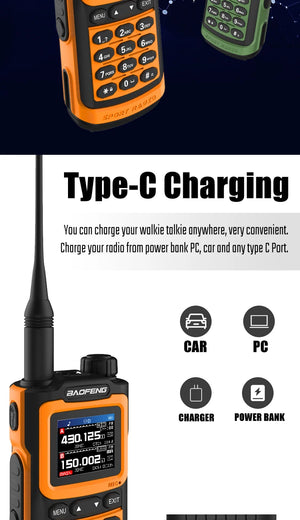 2025 Long Range Walkie Talkie 1000 Channel UHF VHF Ham Radio FM USB-C Charge Waterproof 2-Way Radio