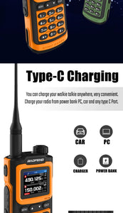 2025 Long Range Walkie Talkie 1000 Channel UHF VHF Ham Radio FM USB-C Charge Waterproof 2-Way Radio
