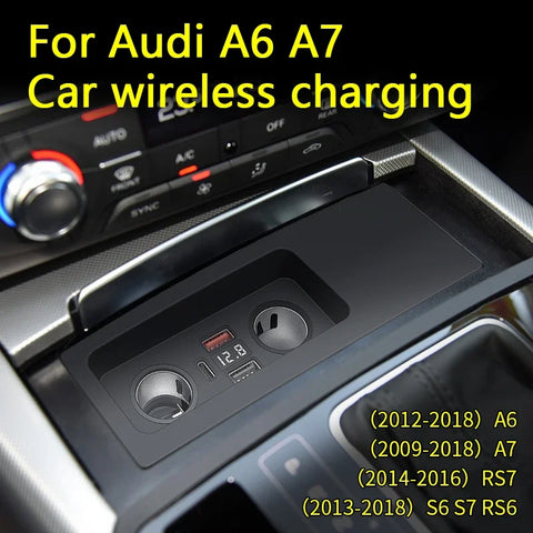 15W Wireless Car Charger for Audi A6 C7 A7 Cigarette Lighter USB 27W Quick Charge QC3.0 PD Type-C
