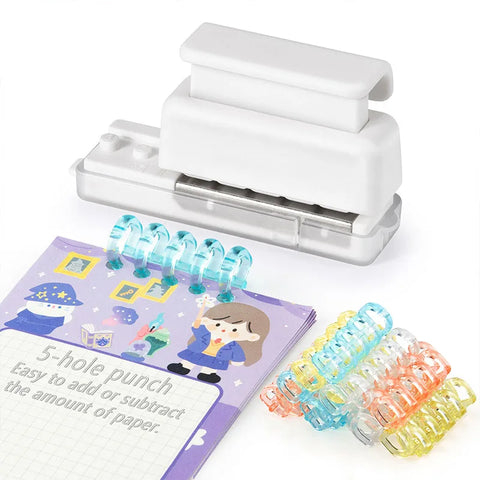 Compact 5-Hole Paper Punch for A5 B5 A4 Notebooks - Loose Leaf Binding Tool for Students & Office Supplies