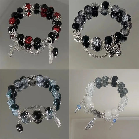 Chinese Style Feather Butterfly Pendant Beaded Bracelet - Luxury Fashion Jewelry Accessory