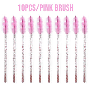10-Pack Reusable Mascara Wands with Tubes & Case for Lash and Brow Grooming
