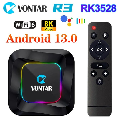 Android 13 TV Box Quad Core RK3528, 8K Video, BT, Wifi6, Google Voice - Media Player Set Top Box