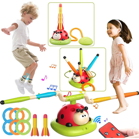 3-in-1 Ladybug Exercise Machine & Jump Rocket Toy - Multifunctional Outdoor Educational Sports Game for Kids